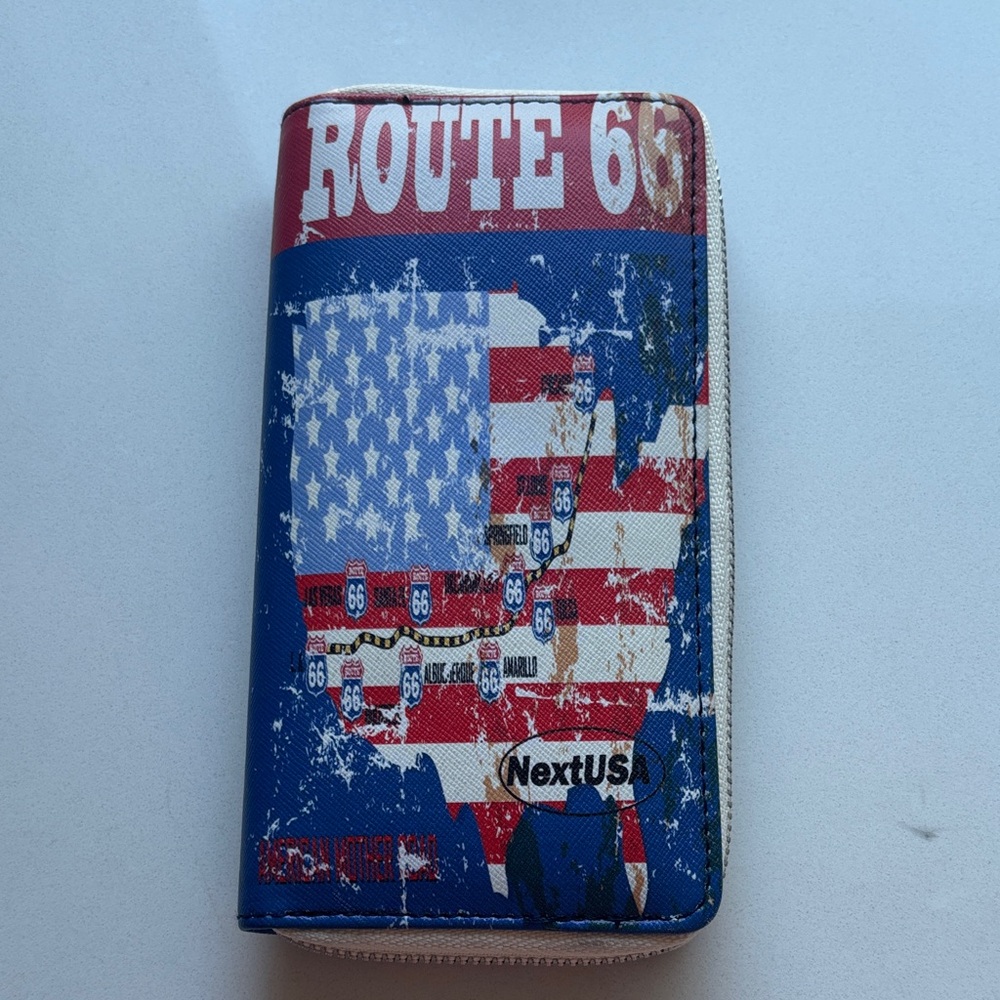 Next USA Route 66 Blue and Red Wallet NWOT